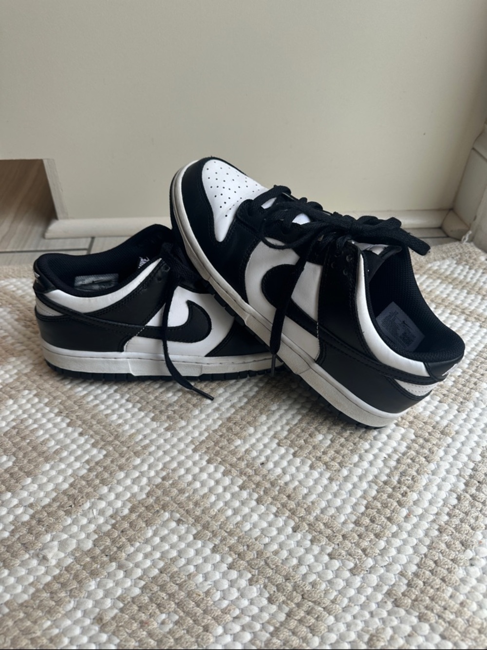Nike Black and White Dunks Sneakers 7Y